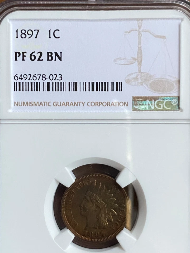 1897   INDIAN HEAD CENT   NGC PF62BN    PROOF - Image 1 of 4