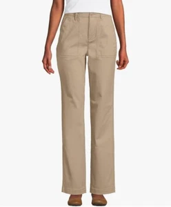 Lands End Utility Damenhose 12P hellbraun hoher Bund gerades Bein tiefe Taschen - Bild 1 von 10
