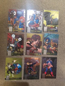 1996 FLEER AMALGAM MARVEL VS DC POWERBLAST INSERT 9 CARD SET WOLVERINE DARKCLAW! - Picture 1 of 5