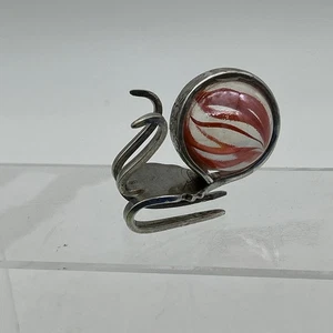 Glass Marble Bent Fork Snail Ornament Cutlery Figurine Upcycled Vintage Gift - Bild 1 von 13