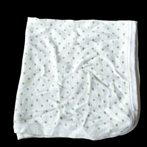 Parent's Choice White Green Polka Dot Baby Blanket Thermal Waffle Weave 26x28 - Picture 1 of 8