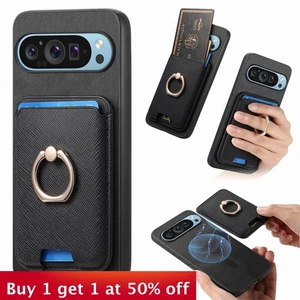 Funda de teléfono para Google Pixel 9 8 7 Pro 8A Pixel 7A billetera de cuero soporte de anillo - Imagen 1 de 11