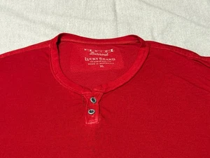 LUCKY BRAND Men's RED Venice Burnout Henley Size XL - EXTRA LARGE Short Sleeve - Picture 1 of 17