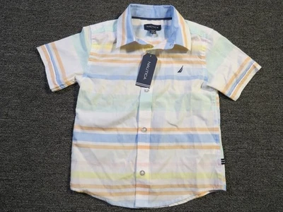 Camisa Nautica Niños Pequeña Pastel Rayas Manga Corta Abotonada Mezcla Verano Foto 1 de 4