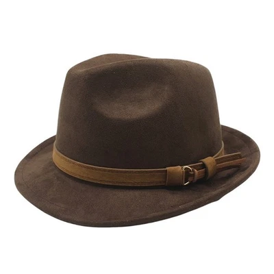 Sombreros Fedora Clásicos De Colección para Hombres Mujeres Ala Corta Fieltro Pluma Sombrero de Panamá Foto 1 de 4