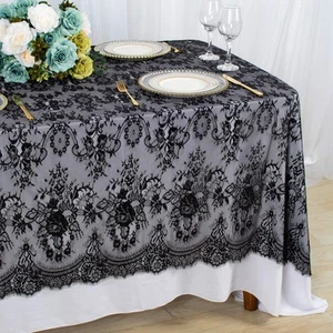 ShinyBeauty Lace Tablecloth Black 60" x 120" (Rectangular), 033-black - Picture 1 of 7