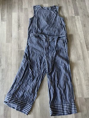⚡️ Jumpsuit Esprit 36 38 Zweiteiler Hose Shirt Baumwolle Leinen Blau ⚡️ - Bild 1 von 3