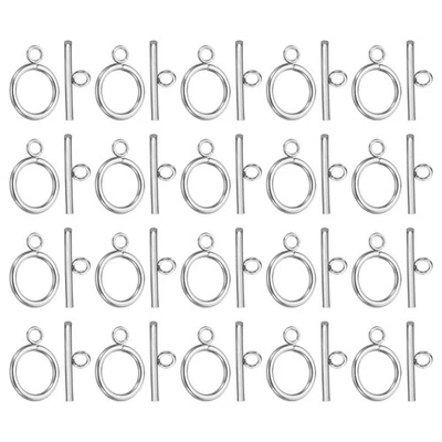 16mm/0.63" Dia Toggle Clasp, 20Set 304 Stainless Steel Round Clasp&T-Bar, Silver - Image 1 of 4