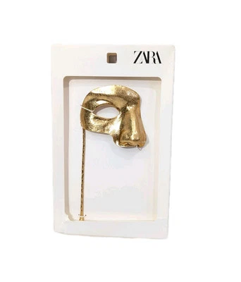 Zara Gold Masquerade Mask New Costume Half Mask Metal sold out handheld - Image 1 of 4