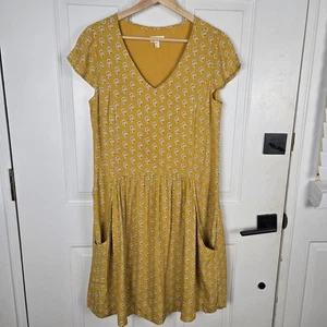 Garnet Hill Dress Womens Size 4 Yellow Peasant Boho Casual Summer Lagenlook - Picture 1 of 16