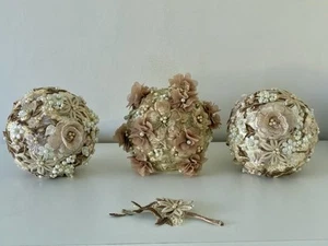 3 x bouquets brides bridesmaid bridal brooch buttonhole corsage wedding flowers - Picture 1 of 4