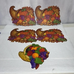 Thanksgiving Cornucopia Wall Decor Cutout Single Sided Hallmark USA Lot Of 5 - Picture 1 of 8