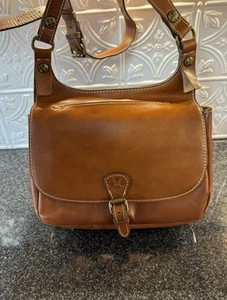 PATRICIA NASH LONDON Tan Leather SADDLE BAG Crossbody Shoulder Purse - Picture 1 of 12