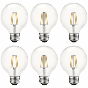 Luxrite G25 LED Edison Globe Bulb Dimmable 2700K 550lm E26 Base (6-Pack) - Picture 1 of 7