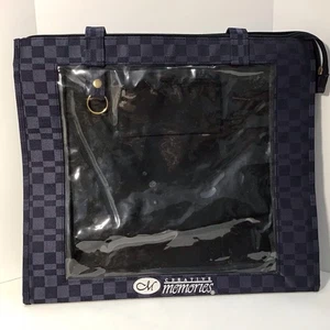 Creative Memories Blue Checkered Pattern Tote With Clean Front Window For Photos - Picture 1 of 3