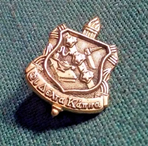 Vintage Phi Delta Kappa Crest Shield Educators Fraternity Gold-Tone Lapel Pin - Foto 1 di 3