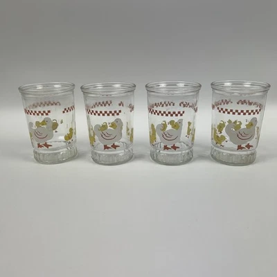 Vintage BAMA Jelly Jar Glass Mamma Duck and Baby Ducklings Cottage Set Of 4  - Image 1 of 4
