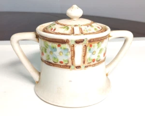Vintage hand painted Nippon sugar bowl with lid and handles - Picture 1 of 10