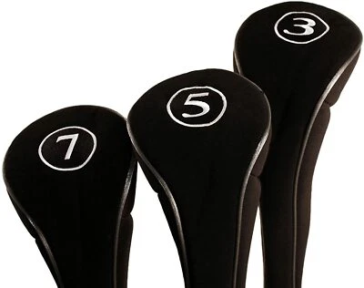 PACIFIC GOLF CLUBS 3 5 7 Fairway Wood Golf Club Headcover Set New Black Long Zipper Head Cover