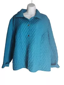 BRIGGS NEW YORK WOMENS TEAL LIGHTWEIGHT QUILTED SHORT JACKET SNAP FRONT SIZE 22W - Picture 1 of 9