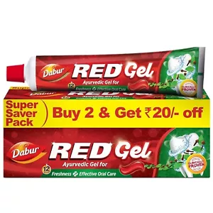 Dabur Red Gel Ayurvedic Toothpaste Pack of 2, 300g for Healthy Teeth & Gums - Picture 1 of 4