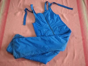 VTG 70s 80s Blue OBERMEYER Retro Stretch Bodycon Snow Suit Bibs Ski Winter Sz XL - Picture 1 of 12