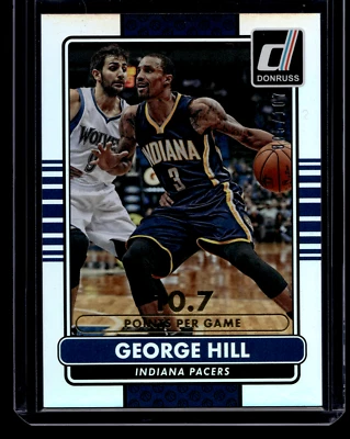 George Hill 005/107 Career Stat Line Gold Donruss 2014-15 Card #72 Pacers - Image 1 of 2