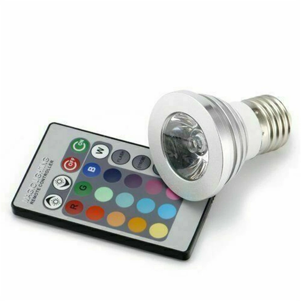 RGB LED Spotlight Bulbs GU10 MR16 GU5.3 E27 Color Change+ Remote Control Lamp RD - Image 1 of 4