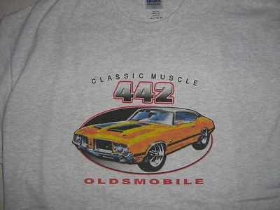 OLDS 442 T-SHIRT- OLDS 1969 1970 1971~69 70 71 -  LARGE ONLY - Light Gray - Image 1 of 2