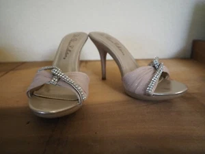 De Blossom Collection Gold Tan Beige High heels Stiletto 5.5M Studio-70x - Picture 1 of 11