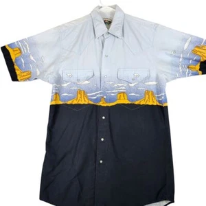 Cumberland Outfitters Desert Landscape Western Pearl Snap Button Down Shirt M - Picture 1 of 6