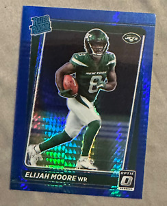Elijah Moore 2021 Optic Blue Hyper Prizm Rated Rookie #216 Jets HOT STAR ON RISE