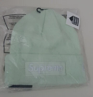 Bonnet Box Logo Supreme New Era FW23 Vert Clair Neuf Avec Étiquette - Photo 1/4