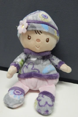 Muñeca de peluche Douglas Baby Lovey púrpura floral rosa sombrero 2013 10" Foto 1 de 4