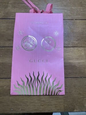 古驰 2018 粉色假日纸礼品袋 罕见 — 第 1/2 张图片