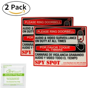 Set of 2 Vinyl Nest Ring Video Doorbell Decal Stickers Weatherproof Spy Spot - Picture 1 of 5