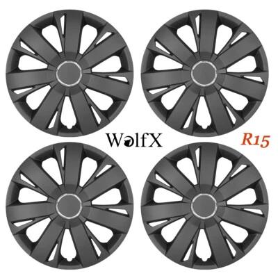 Juego de 4 cubiertas de rueda de 15" tapacubos completos a presión para neumático R15 Mitsubishi Subaru Foto 1 de 4