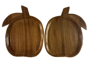 Pair of Apple / Fruit Shaped Wood Plate / Platter / Tray - Picture 1 of 9