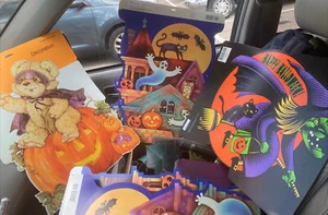 3 -VINTAGE HAPPY HALLOWEEN TROQUELADO GRANDE 16" X 14" NUEVO-AGC -2 CARAS - Imagen 1 de 8