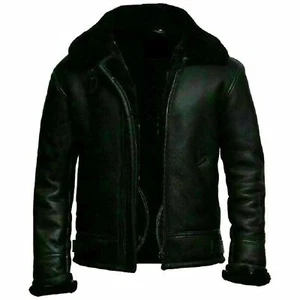 Herren RAF Flieger Echtleder Jacke Mantel Bomber B3 Schaffell Pilot fliegen NF1 - Bild 1 von 3