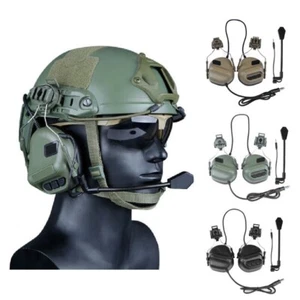 Military Tactical Headset Rail Type Noise Cancellation Headphone For FAST Helmet - Picture 1 of 16