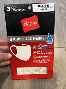 Hanes Reusable Daily Face Mask - 3 In A Pack-New in Package White kids 5-12 - Picture 1 of 8