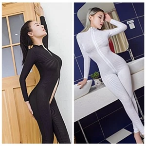 iiniim Women's Sheer Lingerie Zipper Smooth Bodysuit Jumpsuit Catsuit Clubwear - Picture 1 of 24