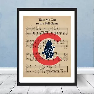 Chicago Cubs Take Me Out Ballspiel Musik Logo Baseball Wrigley Geschenk Kunst Song - Bild 1 von 3