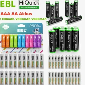 EBL HiQuick Akku 1100/2500/2800mAh AA AAA Wiederaufladbar Rechargeable Batterie - Bild 1 von 42