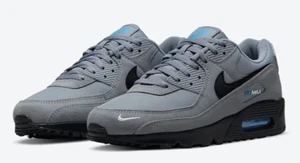 Rare Nike Air Max 90 Grey Gray Blue Gum Casual Comfort Shoes Sneakers Mens Sizes - Picture 1 of 5