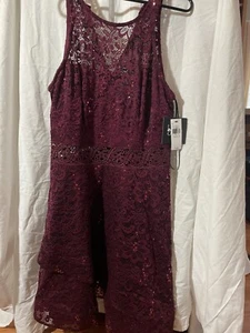 By & By Juniors Formal Dress - Size 11 - Dark Cranberry With Lace & Sequins - Picture 1 of 8