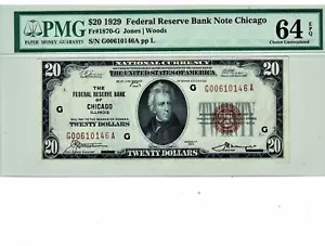 1929 $20 FRBN CHICAGO PMG CHOICE UNC 64 EPQ - Picture 1 of 2