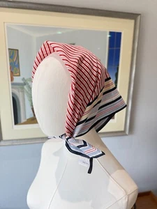 Talbots Silk Blend Square Scarf Stripes Red Blue Yellow & White 22.5" - Picture 1 of 8