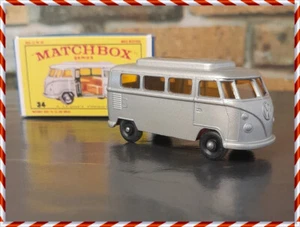 Matchbox Lesney 34C Volkswagen Camper Low Roof c1969 - Minty + Replica Box - Picture 1 of 8